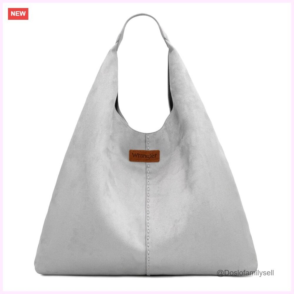 Large Faux Suede Hobo Shoulder Bag Slouchy Casual Purse
